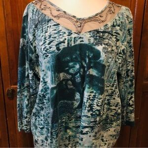 Havana Jack’s Cafe Woman Beaded T-Shirt, Size 1X